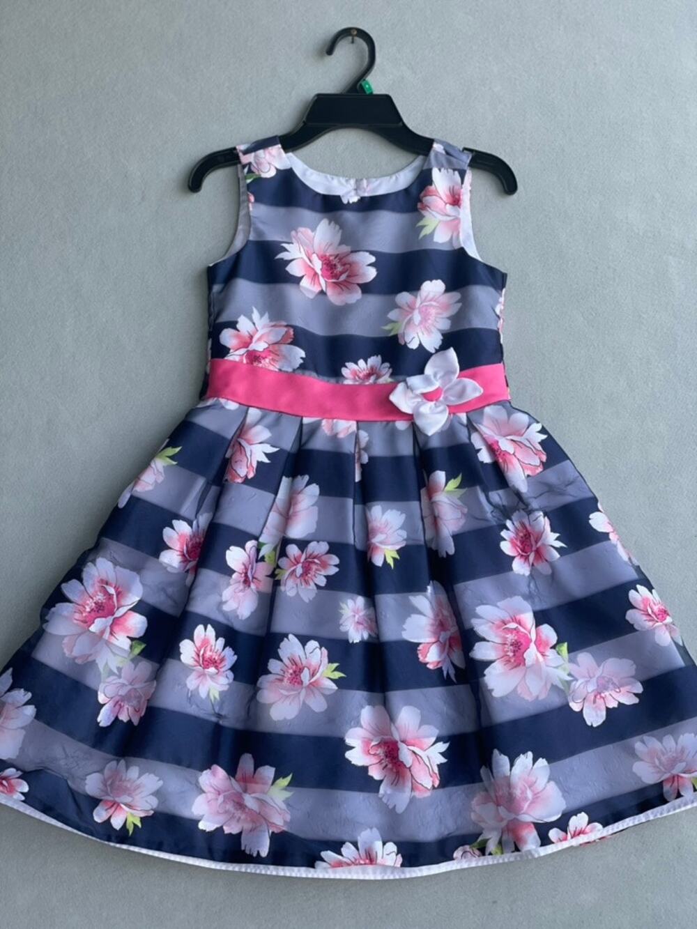 JONA MICHELLE GIRL’S FLORAL STRIPED SPECIAL OCCASION PARTY DRESS - SIZE 8